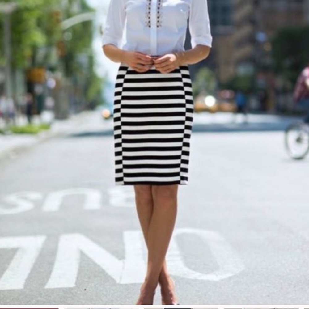 Ann Taylor Petite Striped Pencil Skirt 6P